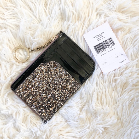 ⚡️SALE NWT Kate Spade Odette Glitter L-Zip Cardcas - Picture 2 of 5
